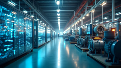 Fototapeta premium Generate a high resolution stock photograph capturing modern industrial facility with sustainable eco friendly manufacturing processes and innovative energy solutions for greener production environmen