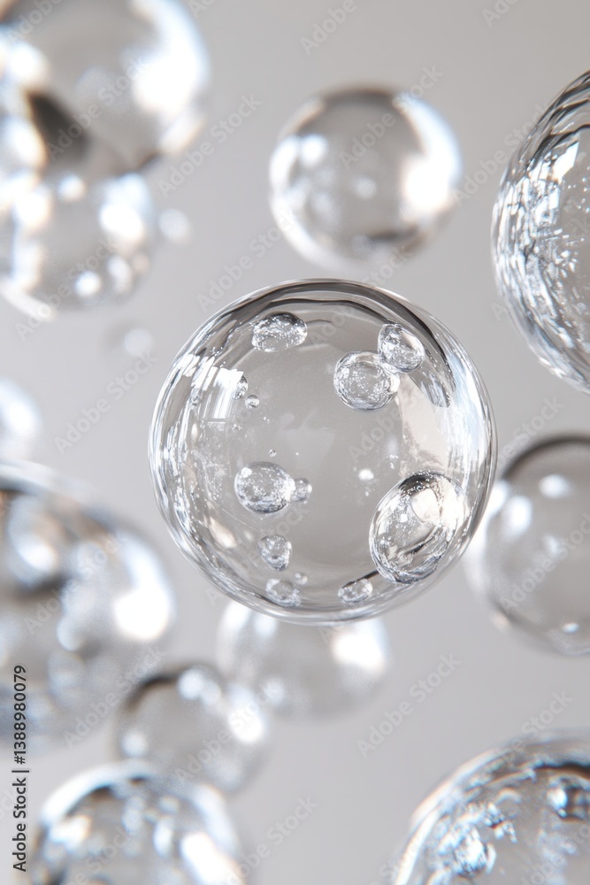 Aufkleber ethereal beauty of transparent bubbles floating in a serene space clear spheres capturing light and 