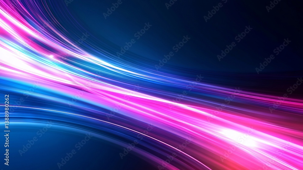 Poster dynamic neon pink and blue gradient waves creating a sleek technology backdrop with flowing abstract
