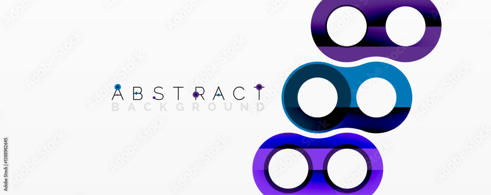 Poster abstract design. overlapping circles create infinity symbol. blue, purple gradients. modern, minimal