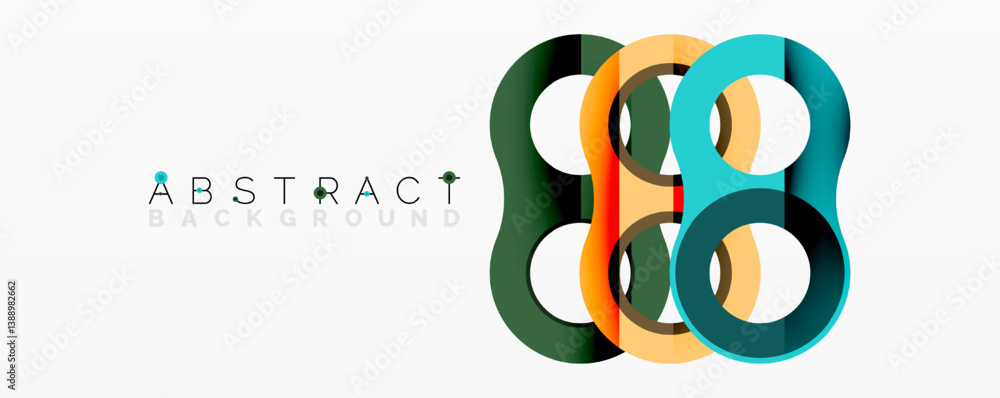 Poster abstract design features interconnected rings. vibrant colors create modern, dynamic composition. mi