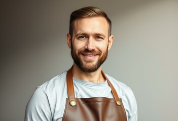 Obraz premium Portrait of a man with a beard and leather apron