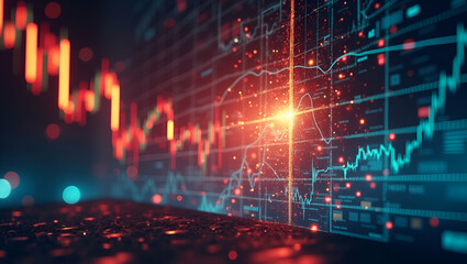 Visualizing Trade War Effects: Hedge Fund Portfolio Volatility & Risk Management Strategies - Stock Photo Concept with Left Space for Financial Media