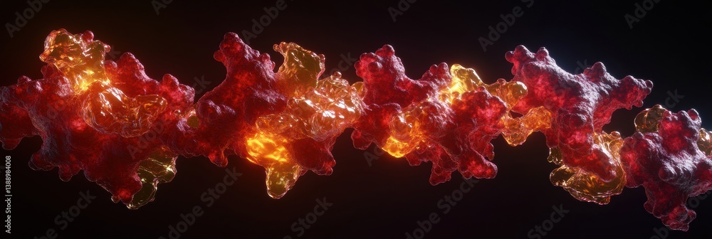 Fototapete Intricate AAV virus particle visualized in molecular-level detail with bioluminescent glow and dynamic depth-enhancement