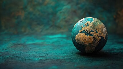 Earth model with textured surface on artistic background