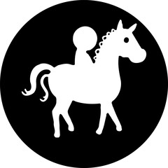 Stylized Horse and Rider in Circular Silhouette