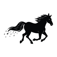 Horse running with dust trail silhouette