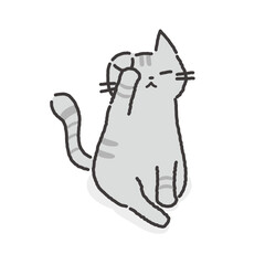 毛づくろいするねこイラスト