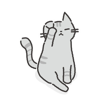 毛づくろいするねこイラスト