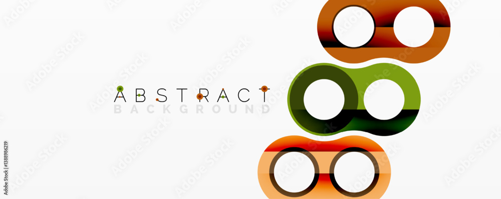 Poster abstract design features colorful circles, forming shapes. minimalist composition, bright hues, simp