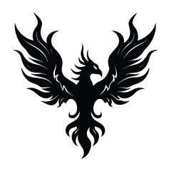 Fototapeta premium Abstract silhouette of a flying phoenix with flames