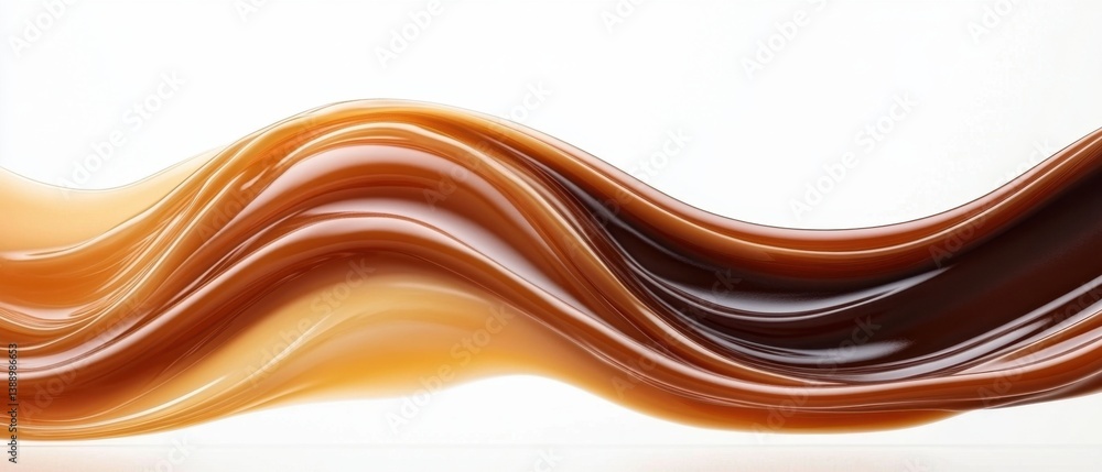 Poster elegant caramel swirl on a white background showcasing a gradient of light to dark brown with a smoo