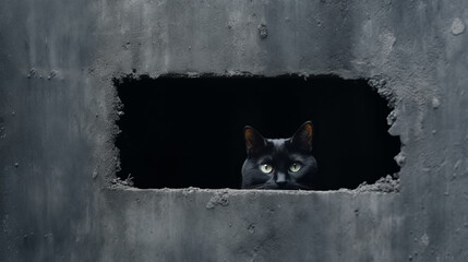 Young crazy surprised cat make big eyes closeup. Young cat looking surprised and scared. Emotional surprised wide big eye kitten at home