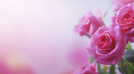 Romantic pink roses in soft focus, symbolizing love and beauty