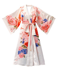  traditional Japanese kimono with floral pattern design on a transparent background