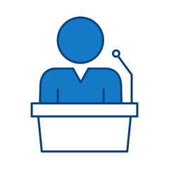 Speaker Blue Line Icon. Teamwork, Business, Planning, Strategy, Marketing, Leadership, Work Group, Meeting, Partnership Icons Editable Stroke Vector Illustration