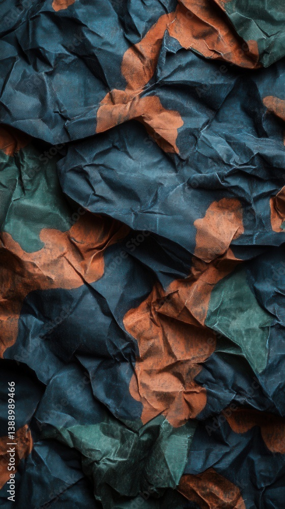 Aufkleber abstract camouflage pattern on crumpled fabric creates a rugged and textured visual with dark blue g