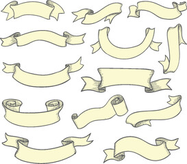 Ribbons collection. Ribbon banner art. Ribbons and banners. Flat ribbons. Set of Ribbons and banner. Banner illustration. Set of banner. Set of scroll ribbon, vintage ribbon