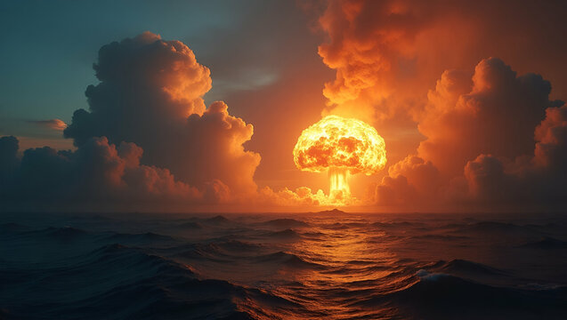 Elegant visual composition illustrating nuclear deterrence through refined symbolic imagery that encapsulates strategic armament calculated restraint global security commitments in  Photo Stock  Conce