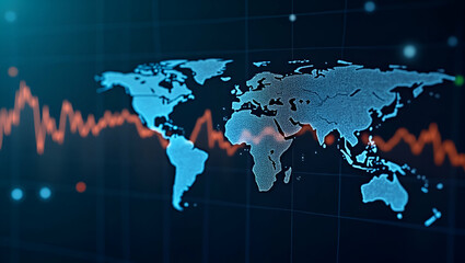 Naklejka premium Elegant Digital Visualization of Post-Pandemic Economic Trends: Data-Driven Insights on Recovery Patterns & Emerging Fiscal Policies in Global Markets - Photo Stock Concept