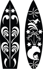 Surfing board silhouette illustration vector .