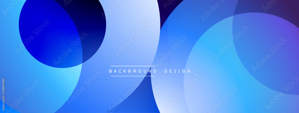 Leinwandbilder Blue abstract shapes overlap. Smooth gradients create depth. Modern design for backgrounds, presentations, digital art. Minimalist aesthetic.