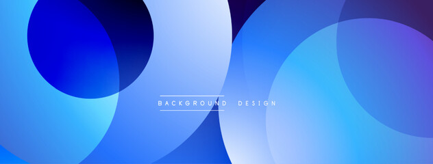 Blue abstract shapes overlap. Smooth gradients create depth. Modern design for backgrounds, presentations, digital art. Minimalist aesthetic.