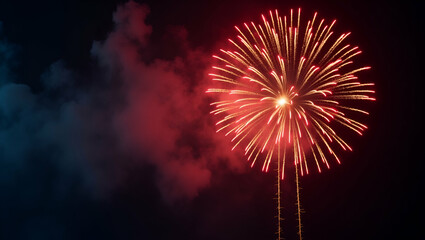Lively firecracker excitement reimagined with innovative pyrotechnics bold color bursts and synchronized light choreography that energize modern celebrations in  Photo Stock  Concept  and empty space 
