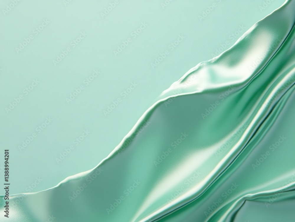 Poster elegant flowing mint green silk fabric against a textured background creating a soft and luxurious v