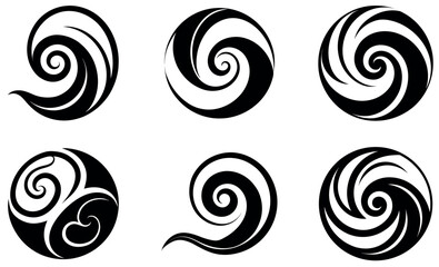Abstract Black and White Swirling Designs for Graphic Use