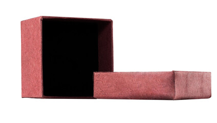  Red Open Fabric-Covered Box with Detached Lid
