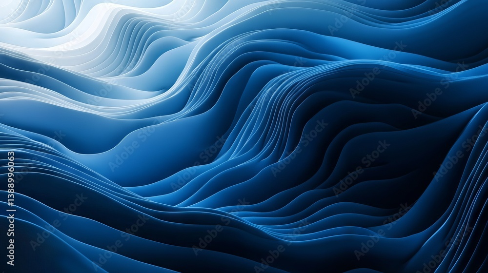 Poster abstract blue wavy gradient backdrop with subtle grain and noise texture showcasing gentle 3d wave e