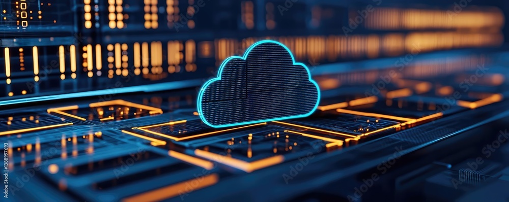 Aufkleber Cloud server intelligent innovation for managing systems concept. Modern cloud computing concept with digital interface design.