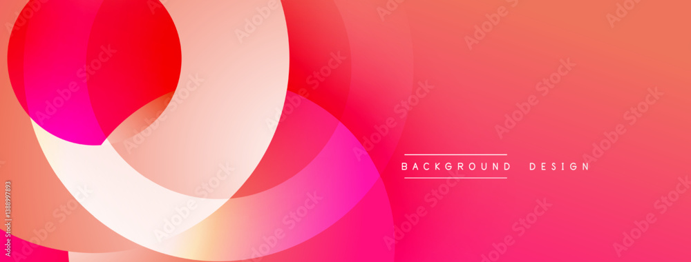 Aufkleber bright abstract shapes overlap. red, pink, white gradients create dynamic composition. modern design