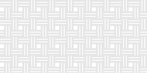 Abstract overlapping vector abstract Pattern wave lines fabric white and gray square line background. seamless fabric geomatics overlapping create retro line pattern.