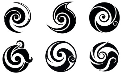 Abstract Black and White Swirling Designs for Graphic Use
