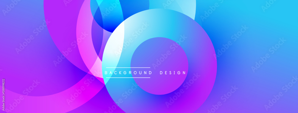 Aufkleber Vibrant abstract background. Overlapping circles create dynamic gradient effect. Purple, blue hues dominate composition. Modern design element.