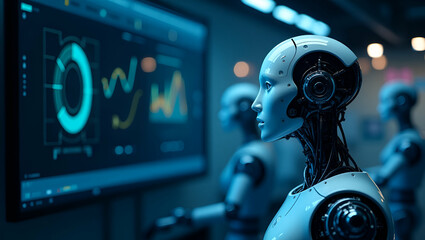 Fototapeta premium Advanced intelligent robotic control systems integrate precision sensor arrays and smart automation to enhance operational performance delivering superior quality photo stock imagery in Photo Stock 