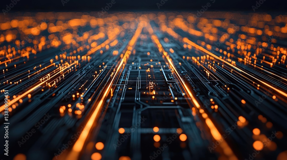 Aufkleber Cloud server intelligent innovation for managing systems concept. Abstract digital circuit board with glowing lights and patterns.
