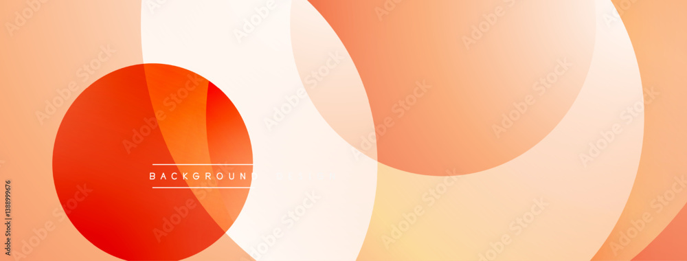 Poster Abstract shapes overlap creating warm color gradients. Orange, peach tones dominate design. Minimalist aesthetic, modern feel. Simple composition.