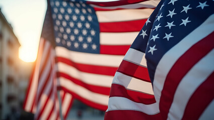 Elegant refined imagery showcasing American flag display vibrant patriotic symbols dignified banners emphasizing national pride heritage cultural unity inspiring tradition in  Photo Stock  Concept  an