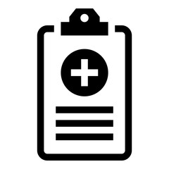 medical records, healthcare analysis, and patient data review black solid icon