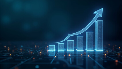 Elegant Digital Portrayal of the Growing Digital Economy: Innovation, Online Market Expansion, and Strategic Technology Integration for Business Evolution in Stock Photos