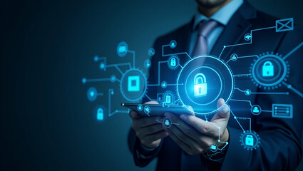 Futuristic Digital Banking: Innovative Fintech Integration for Secure Online Transactions & Transformative Virtual Financial Services - Stock Photo Concept with Space