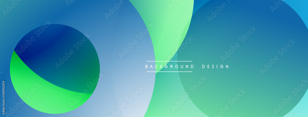 Aufkleber Abstract design features overlapping circles. Gradient colors blend blue, green hues. Modern aesthetic suitable for digital backgrounds, presentations. Smooth transitions create visual interest.