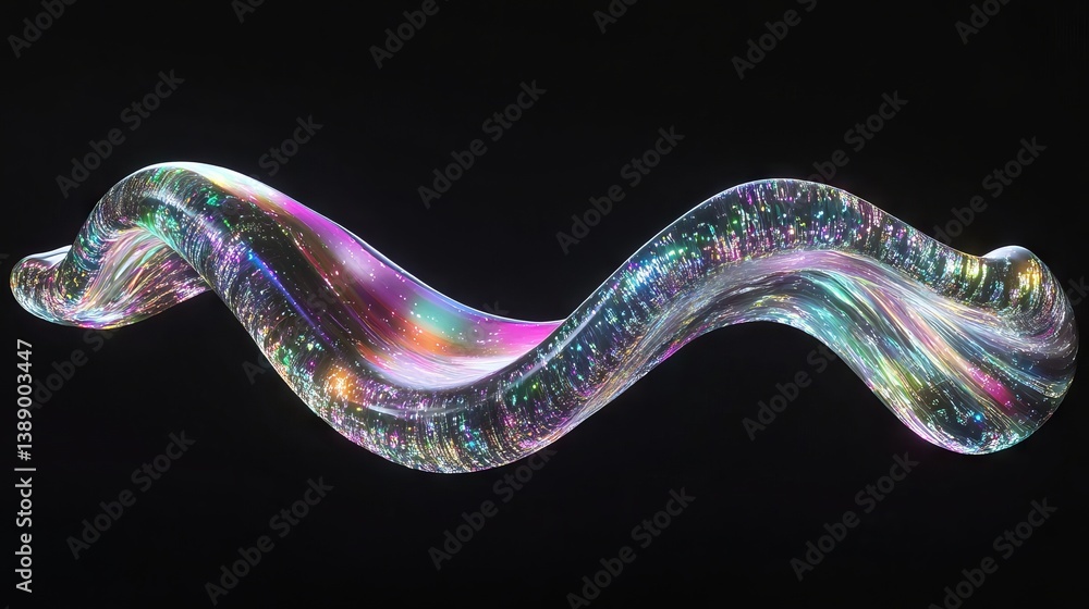 Aufkleber mesmerizing abstract fluid 3d render on a black background featuring a holographic, iridescent neon 