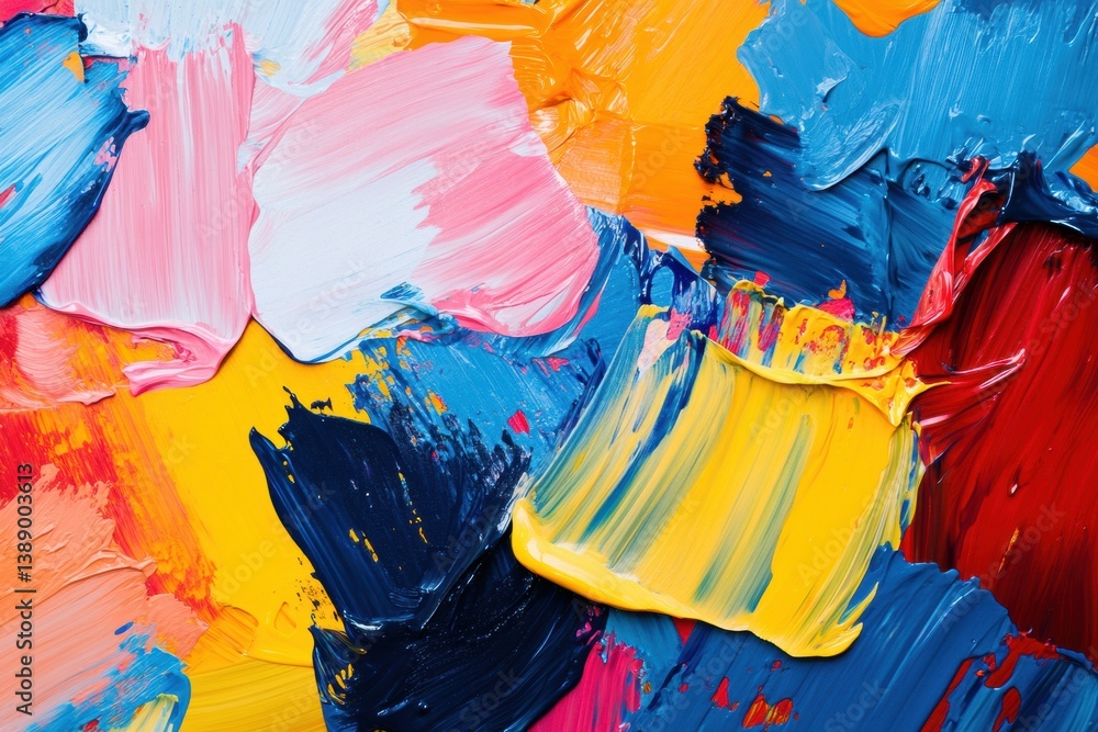 Aufkleber Vibrant artistic background with bold contrasting paintbrush strokes in various colors creating a dynamic and expressive artwork