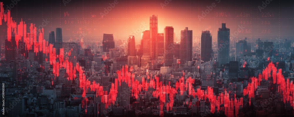 Poster economic downturn infographic abstract economy chart featuring a broken line graph created in r, opt