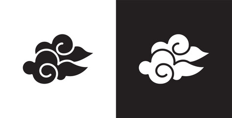 Double cloud icon. Weather icons, moon, sun, stars, clouds, wind and storm. Stock vector. Eps 10. Weather icons isolated on transparent and black background flat vector illustration