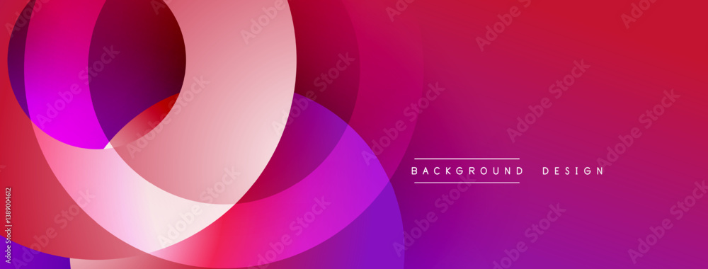Poster abstract vibrant design. overlapping circles create dynamic composition. gradient shades of purple, 